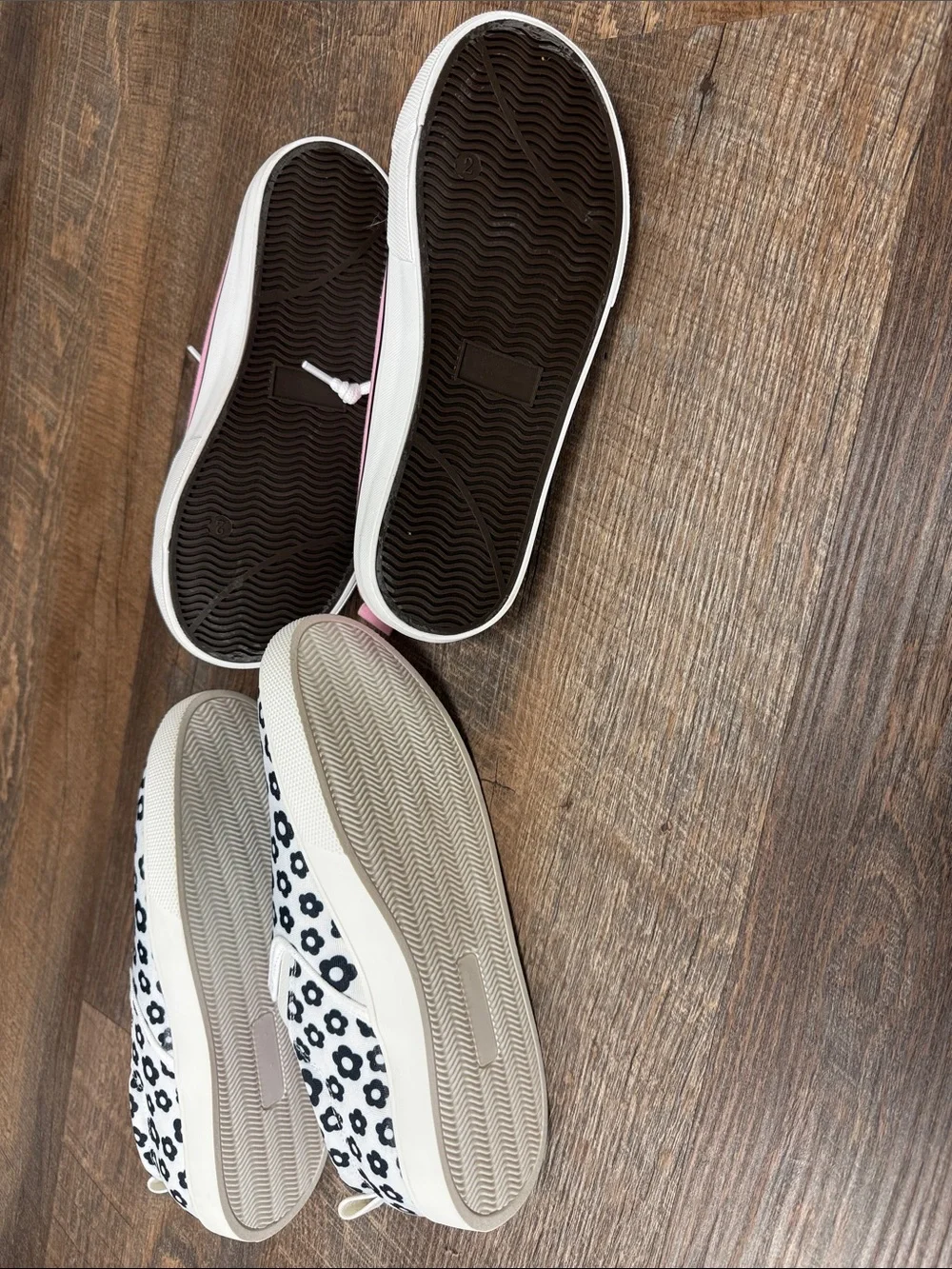 Sonoma Girls Pink Lace-Up Sneakers and Black Floral Slip-On Set